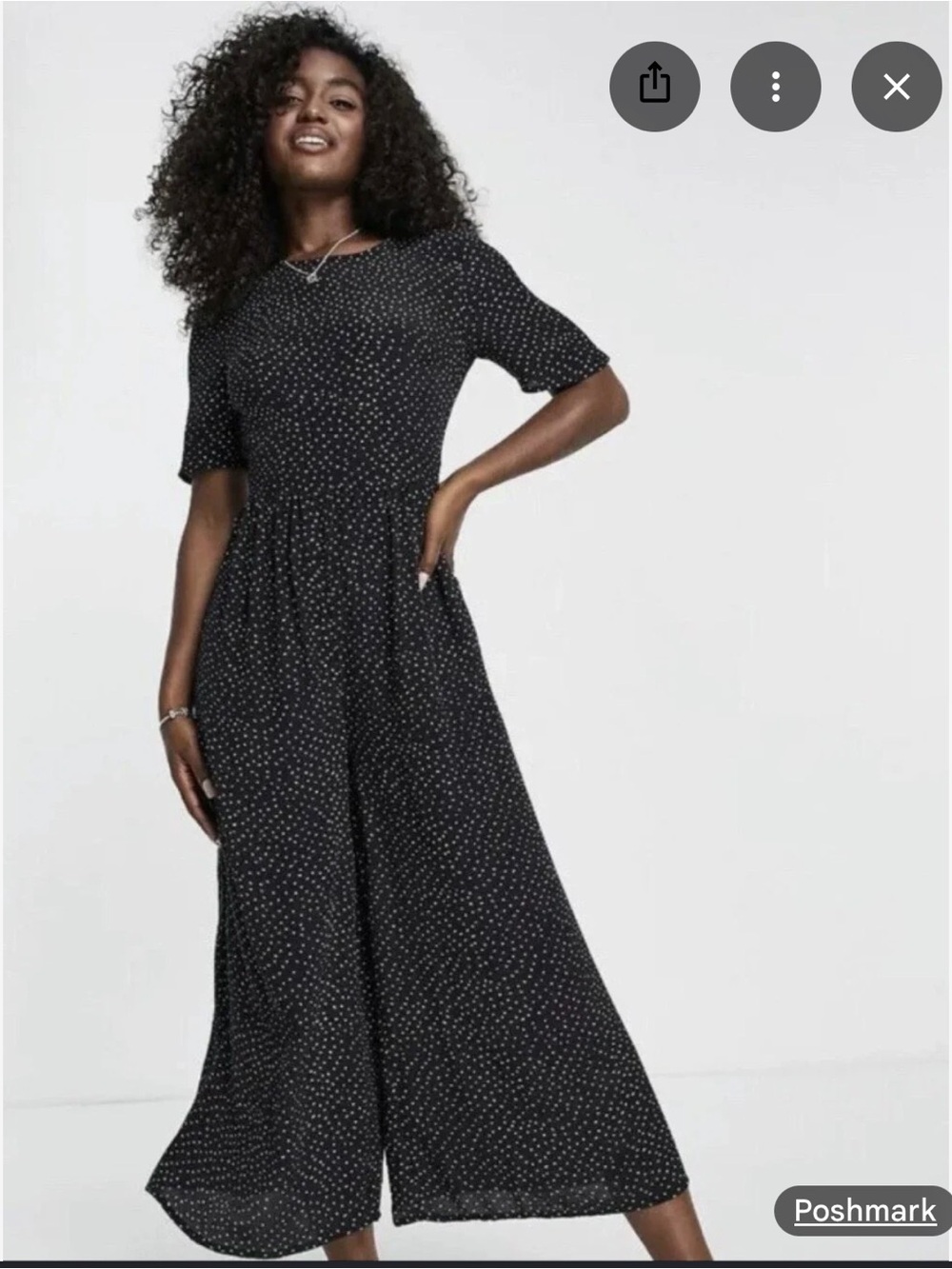 Black ASOS Polka Dot cropped jumpsuit